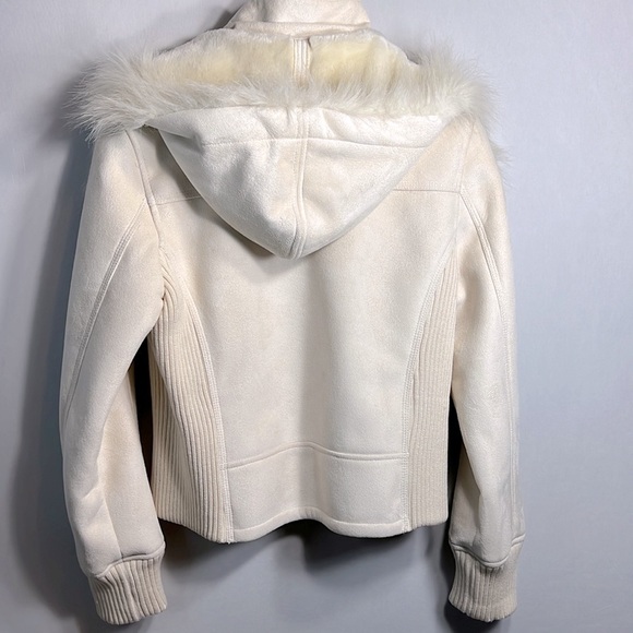 Bandolino Hooded Jacket with Faux Fur/Suede in Cream size S NWOT - Picture 6 of 16